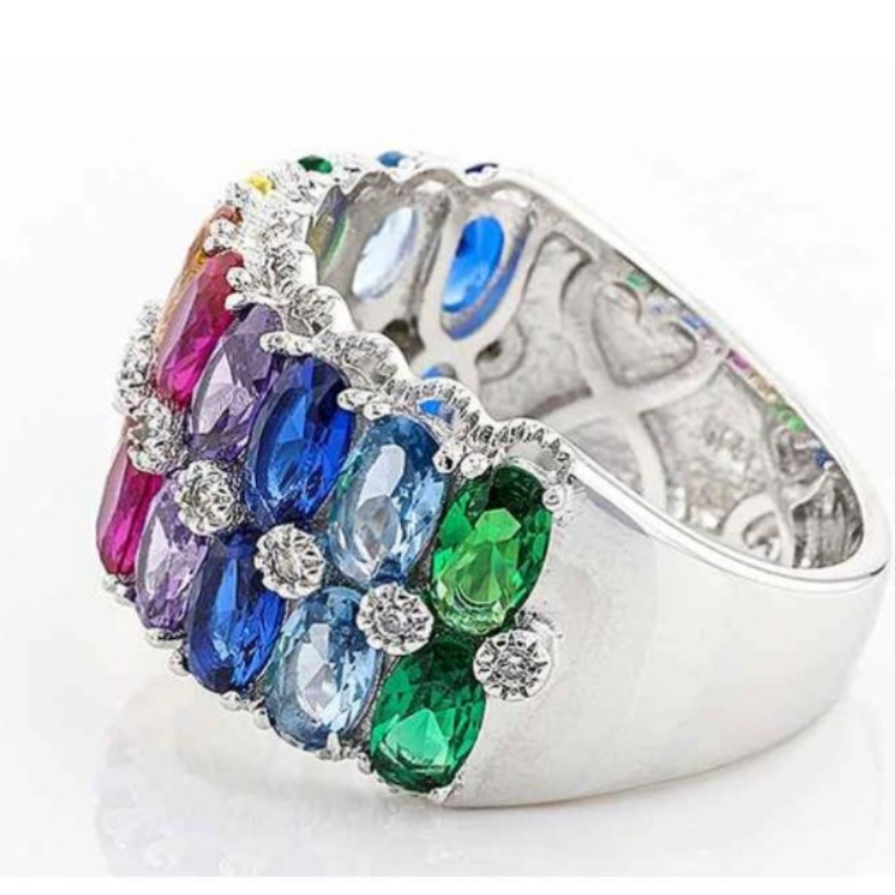 Sterling Silver Multi Gem Ring - image 2